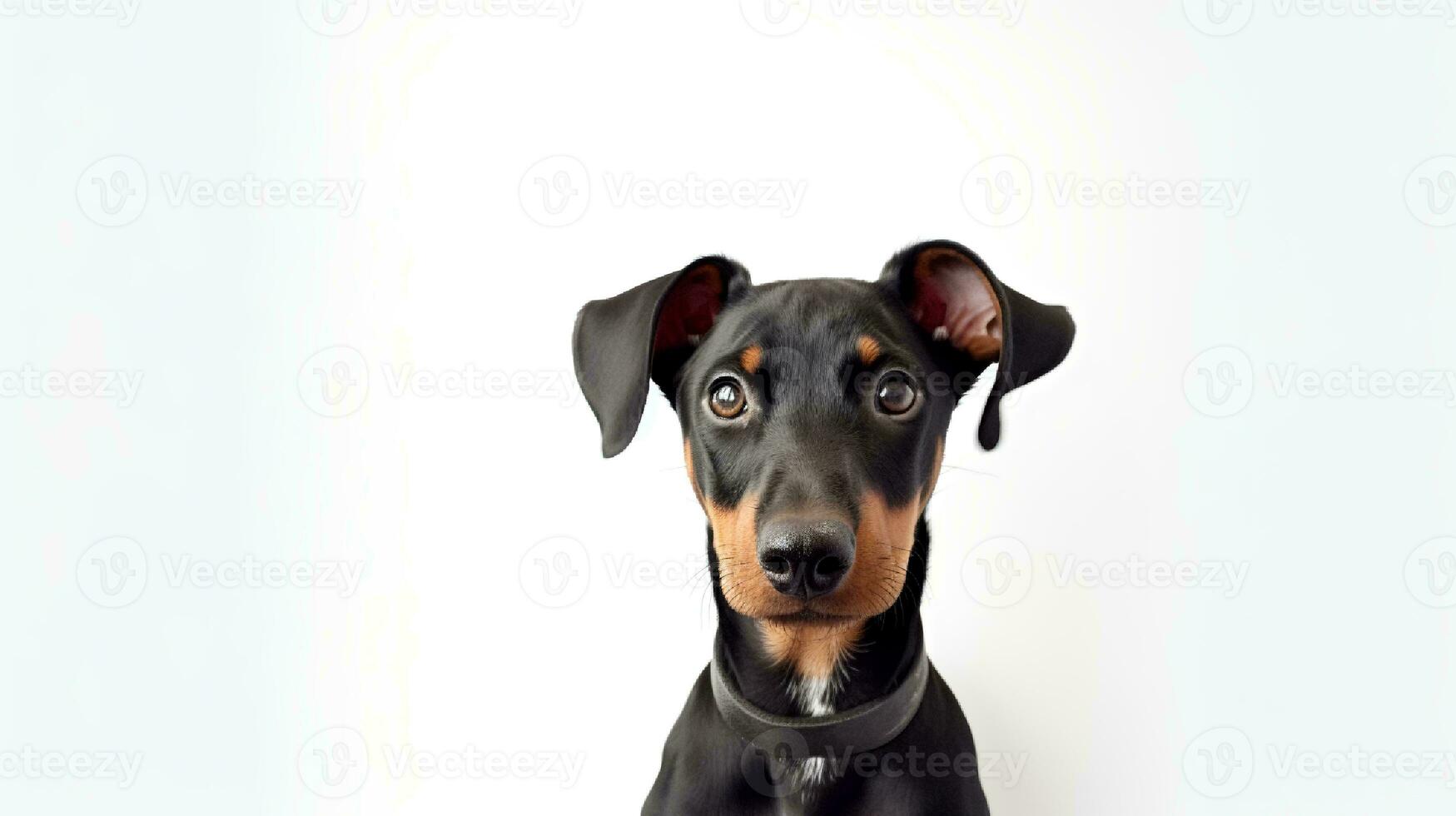 Photo of a doberman on white background. Generative AI