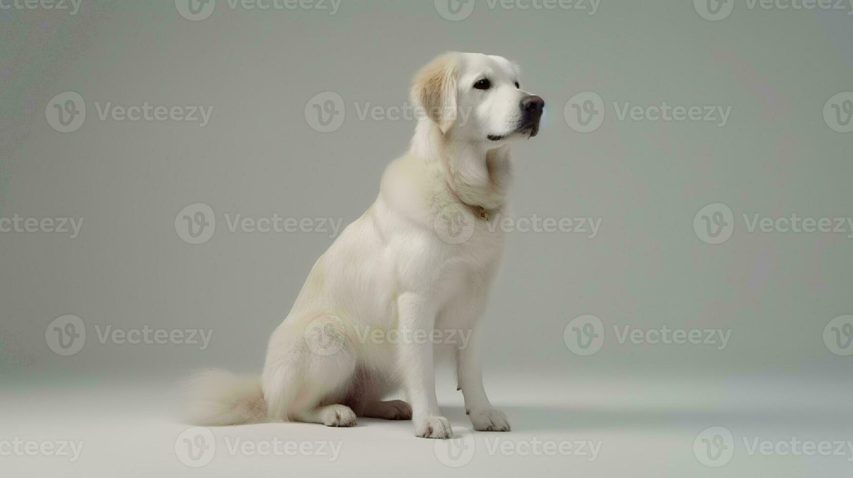 Photo of a golden retriever on white background. Generative AI