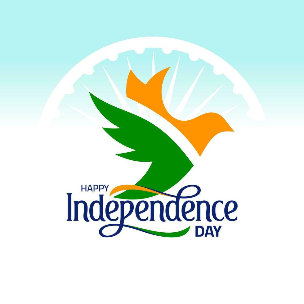 August 15, Happy independence day. Vector Greeting card design for Indian independence Day.