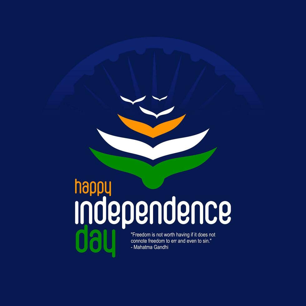 August 15, Happy independence day. Vector Greeting card design for Indian independence Day.
