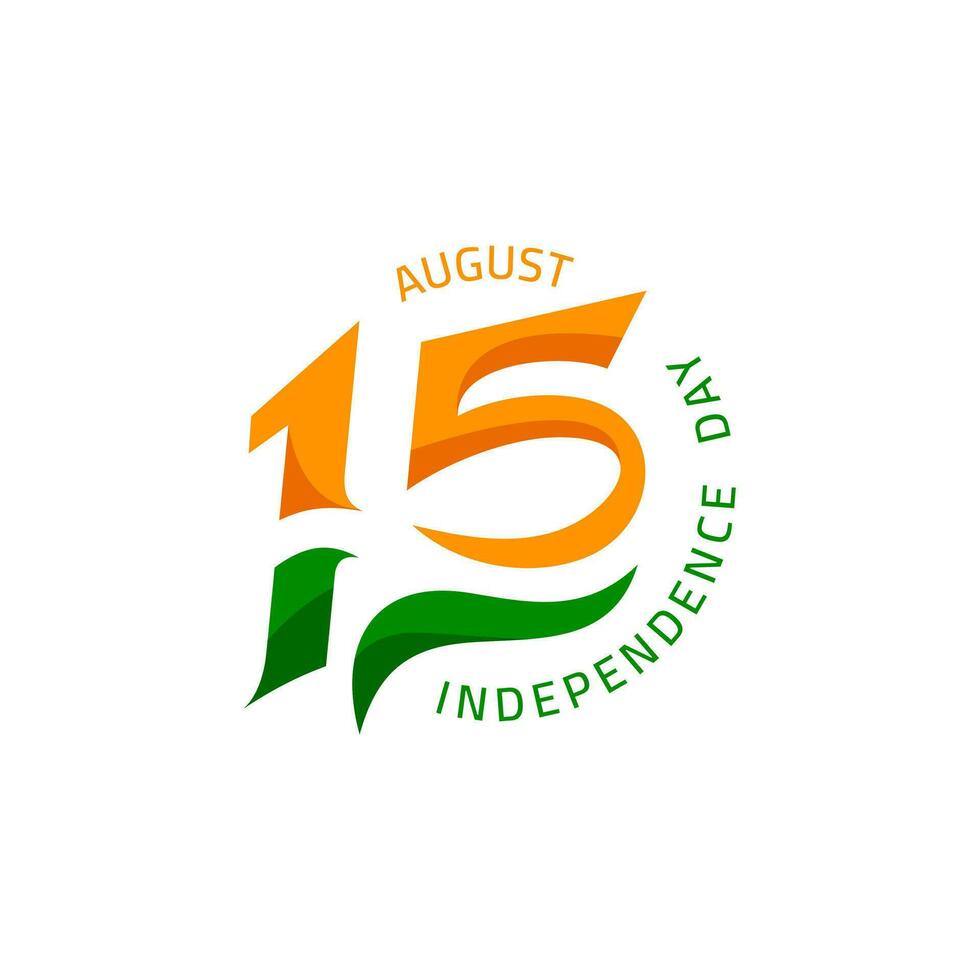 August 15, Happy independence day. Vector Greeting card design for Indian independence Day.