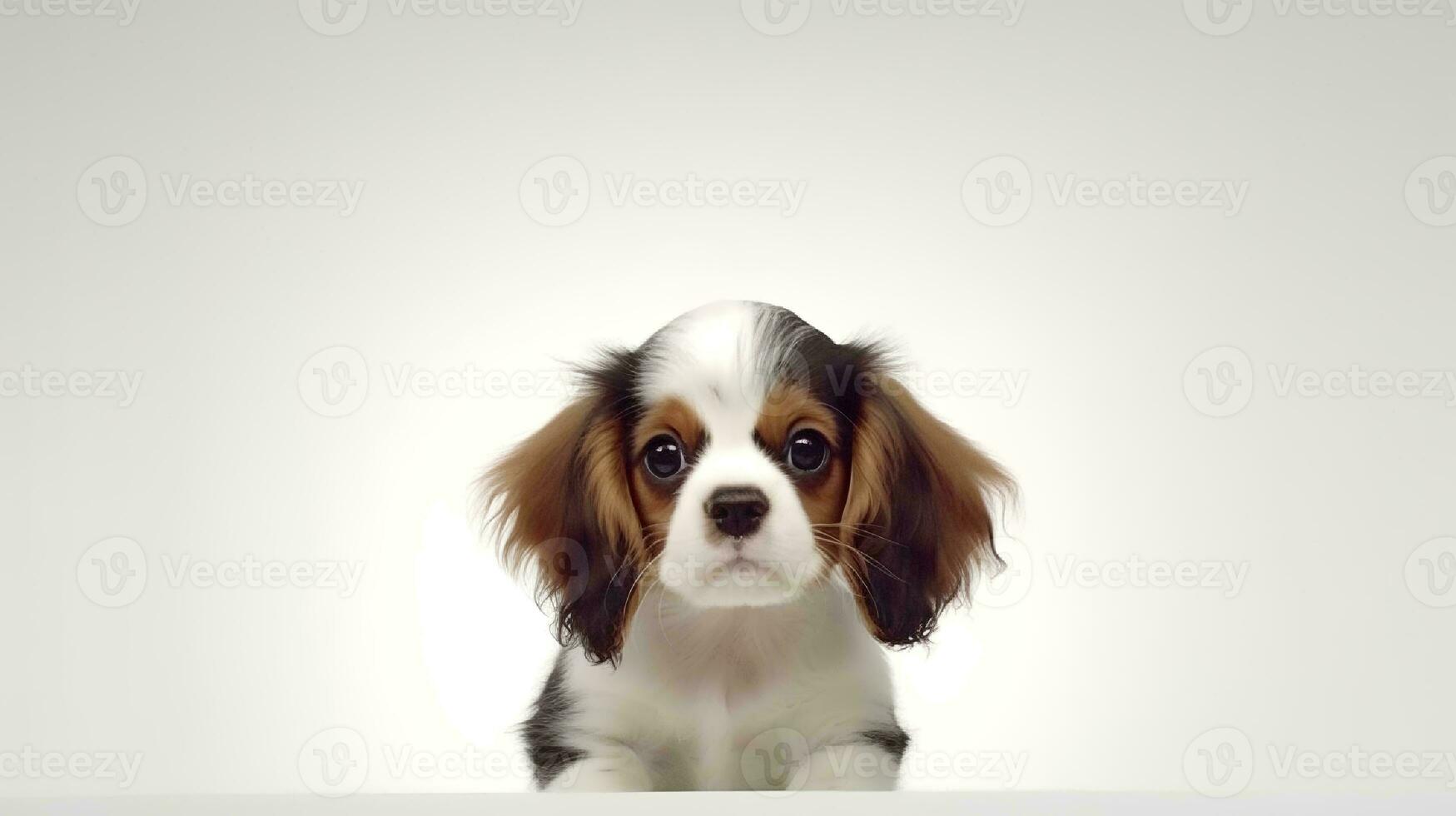Photo of a cavalier on white background. Generative AI