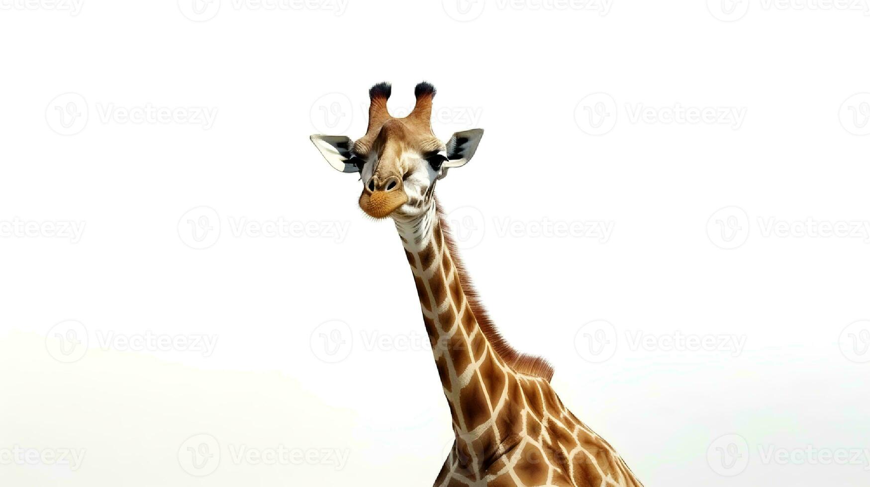 Photo of a giraffe on white background. Generative AI