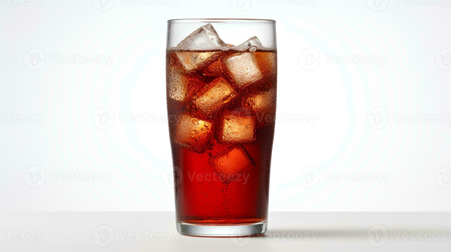 Coca Cola Coca Cola con hielo cubitos en un vaso aislado en blanco antecedentes. generativo ai foto