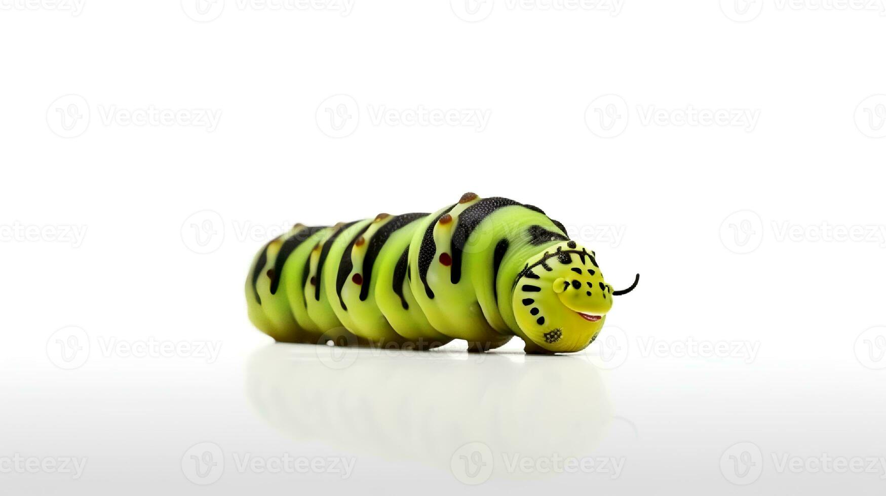 Photo of a Swallowtail Caterpillar on white background. Generative AI