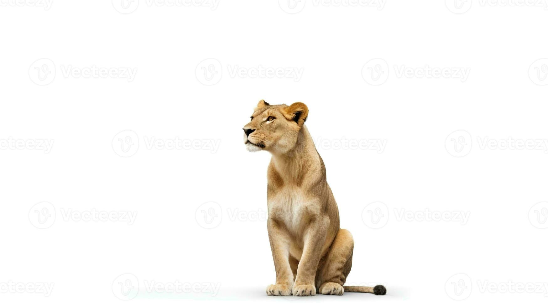 Photo of a lion on white background. Generative AI