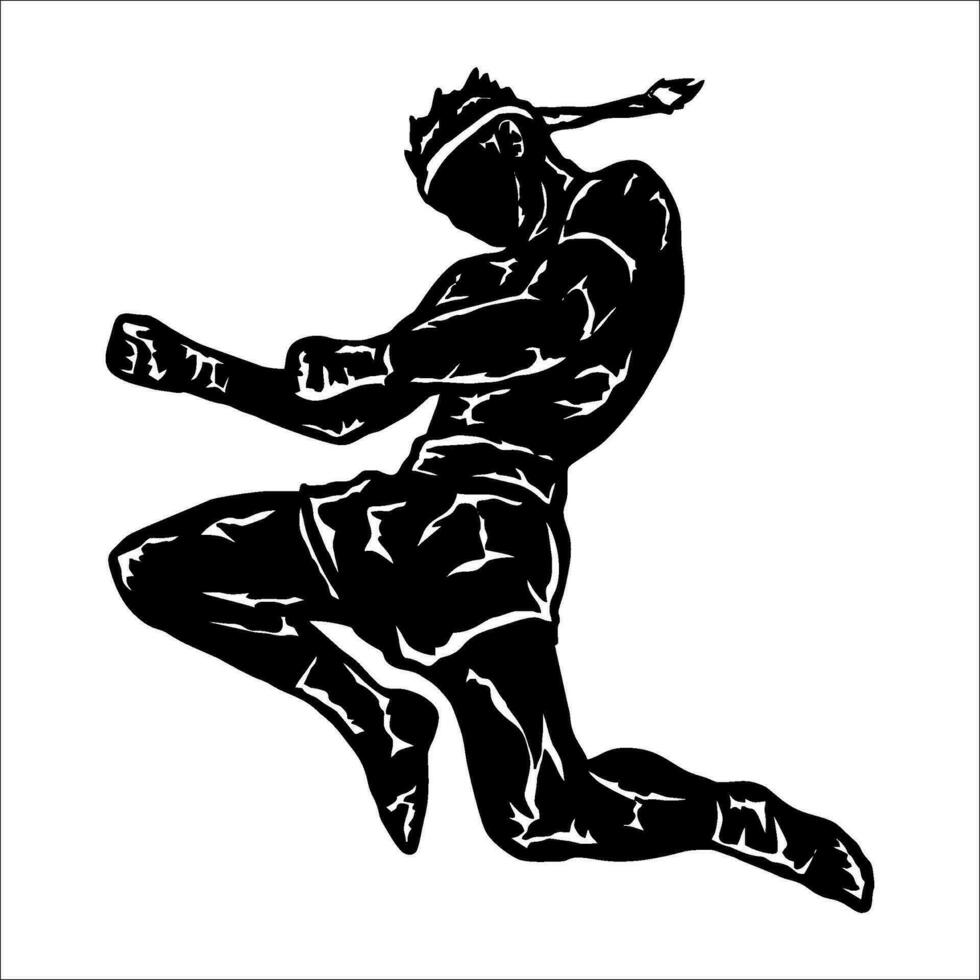 silhouette illustration vector muay thai