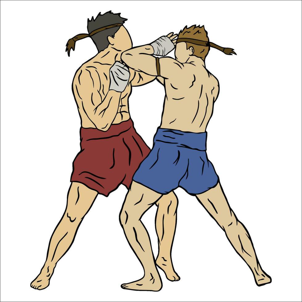 muay thai fighter illustration vector