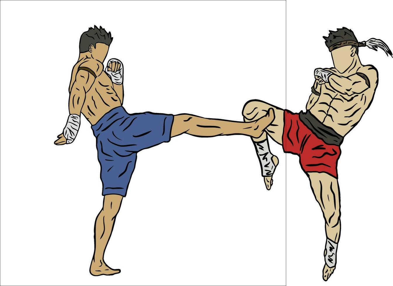 muay thai fighter illustration vector