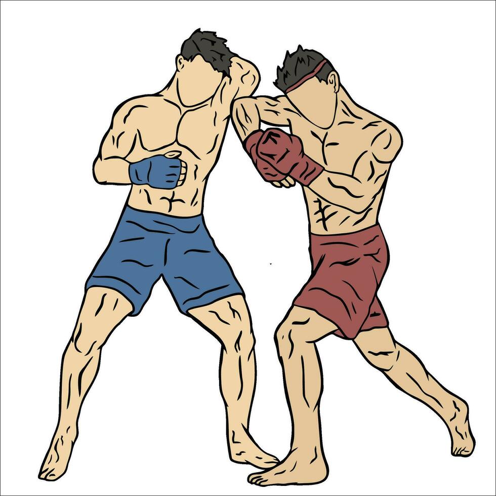 muay thai fighter illustration vector