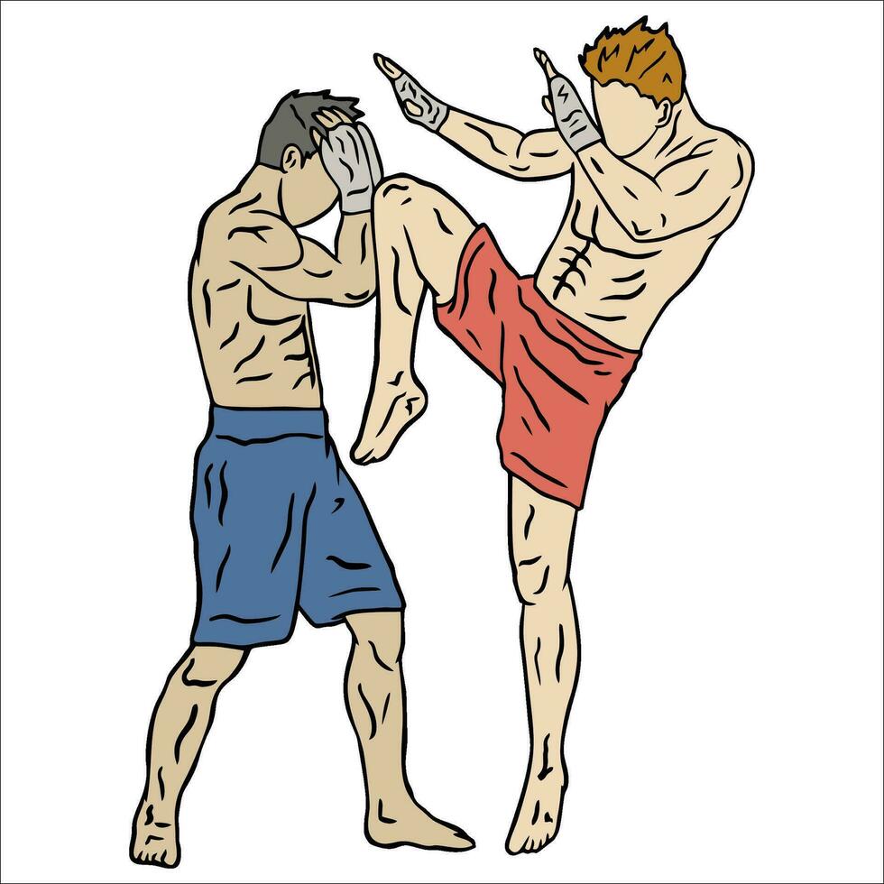 muay thai fighter illustration vector