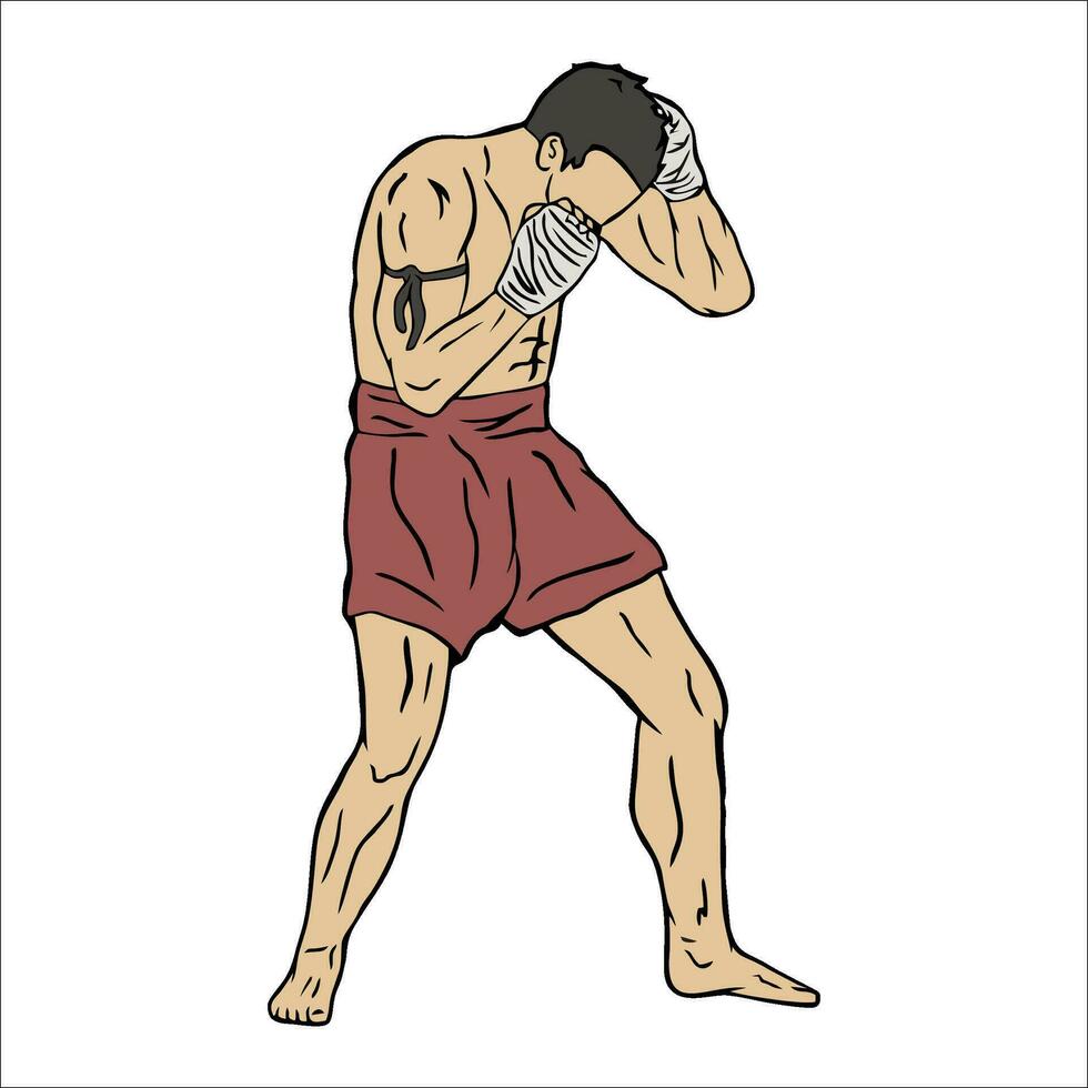 muay thai fighter illustration vector