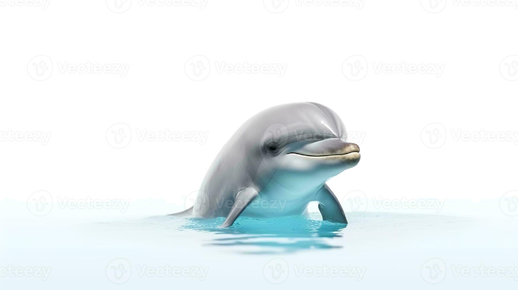 Photo of a dolphin on white background. Generative AI