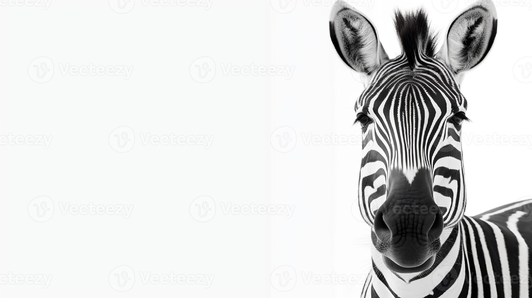 Photo of a cute zebra on white background. Created by Generative AI