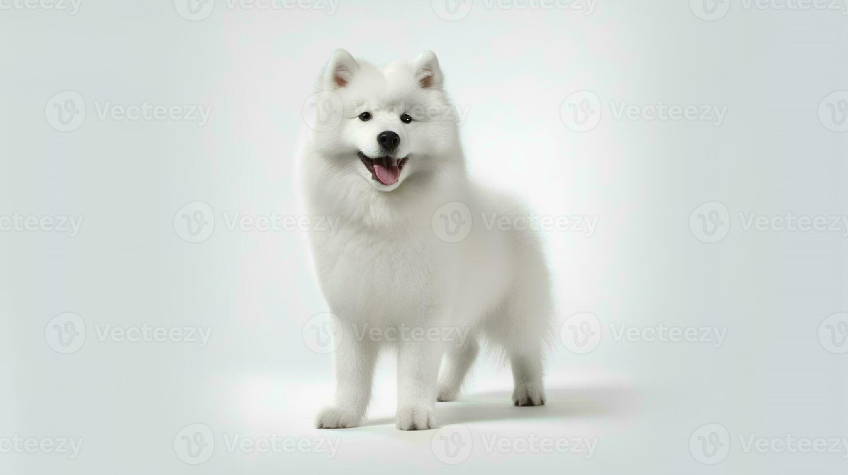 Photo of a samoyed on white background. Generative AI