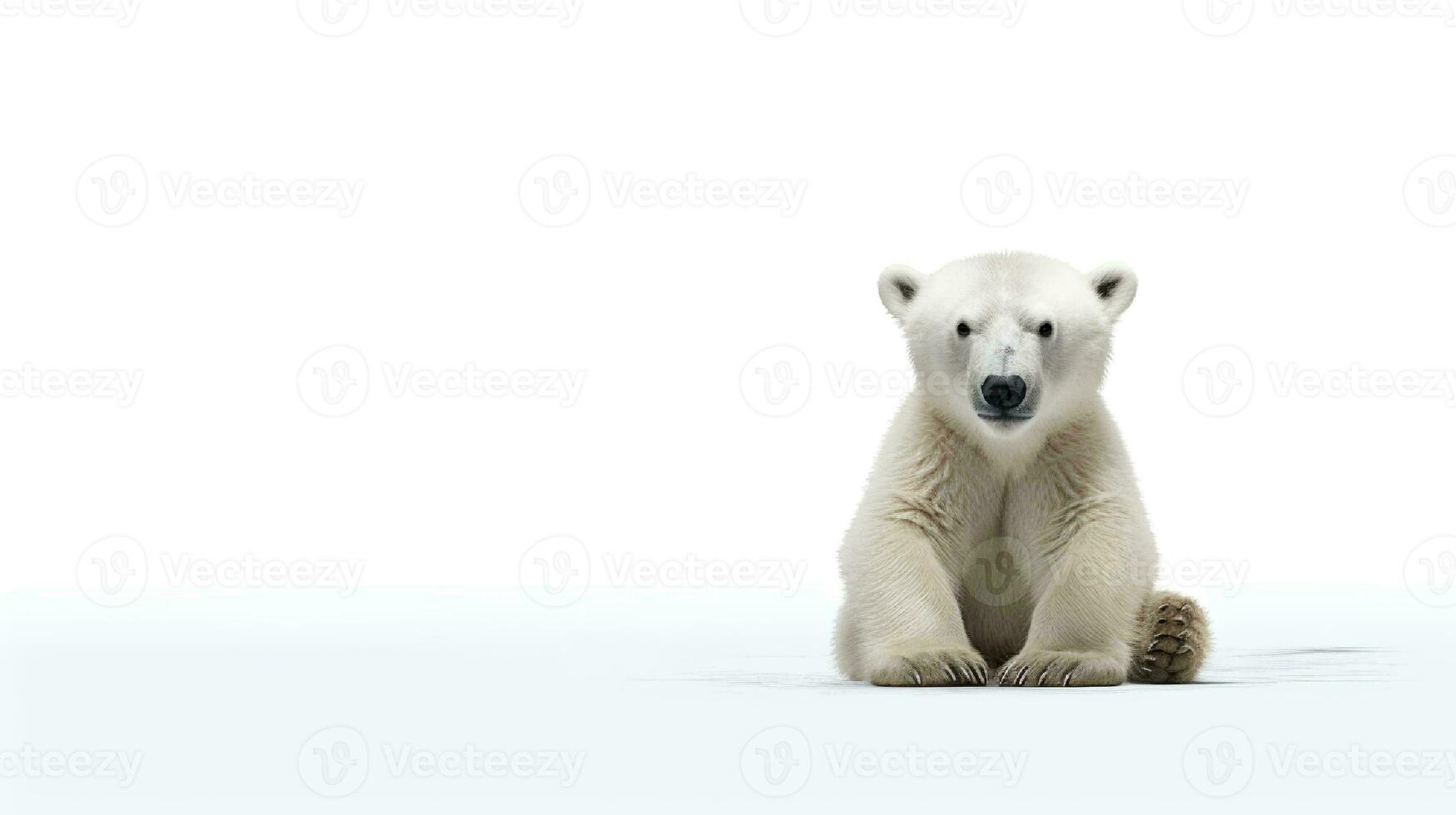 Photo of a polar bear on white background. Generative AI