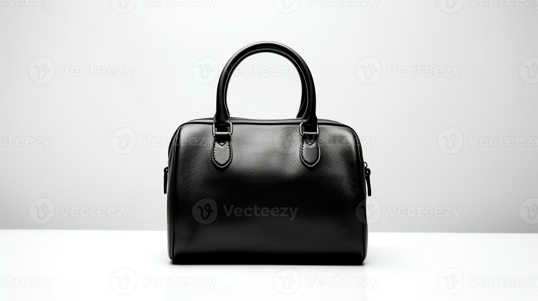 foto de minimalista negro cuero hembra bolso aislado en blanco antecedentes