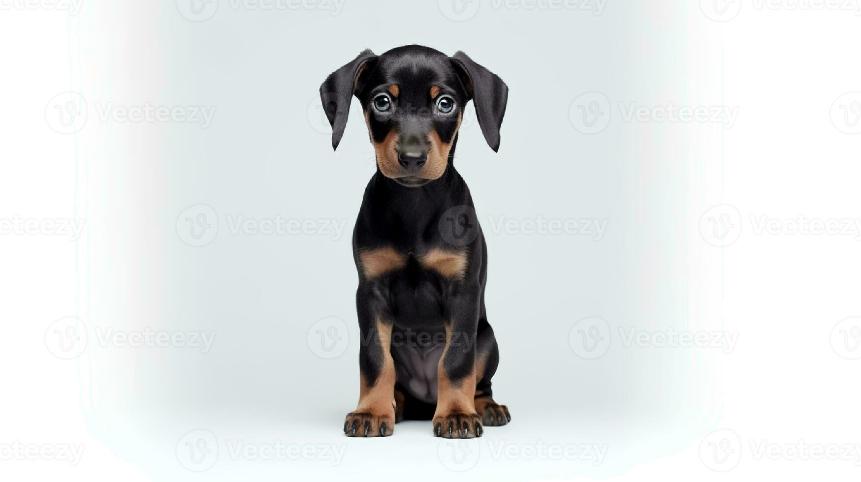 Photo of a doberman on white background. Generative AI