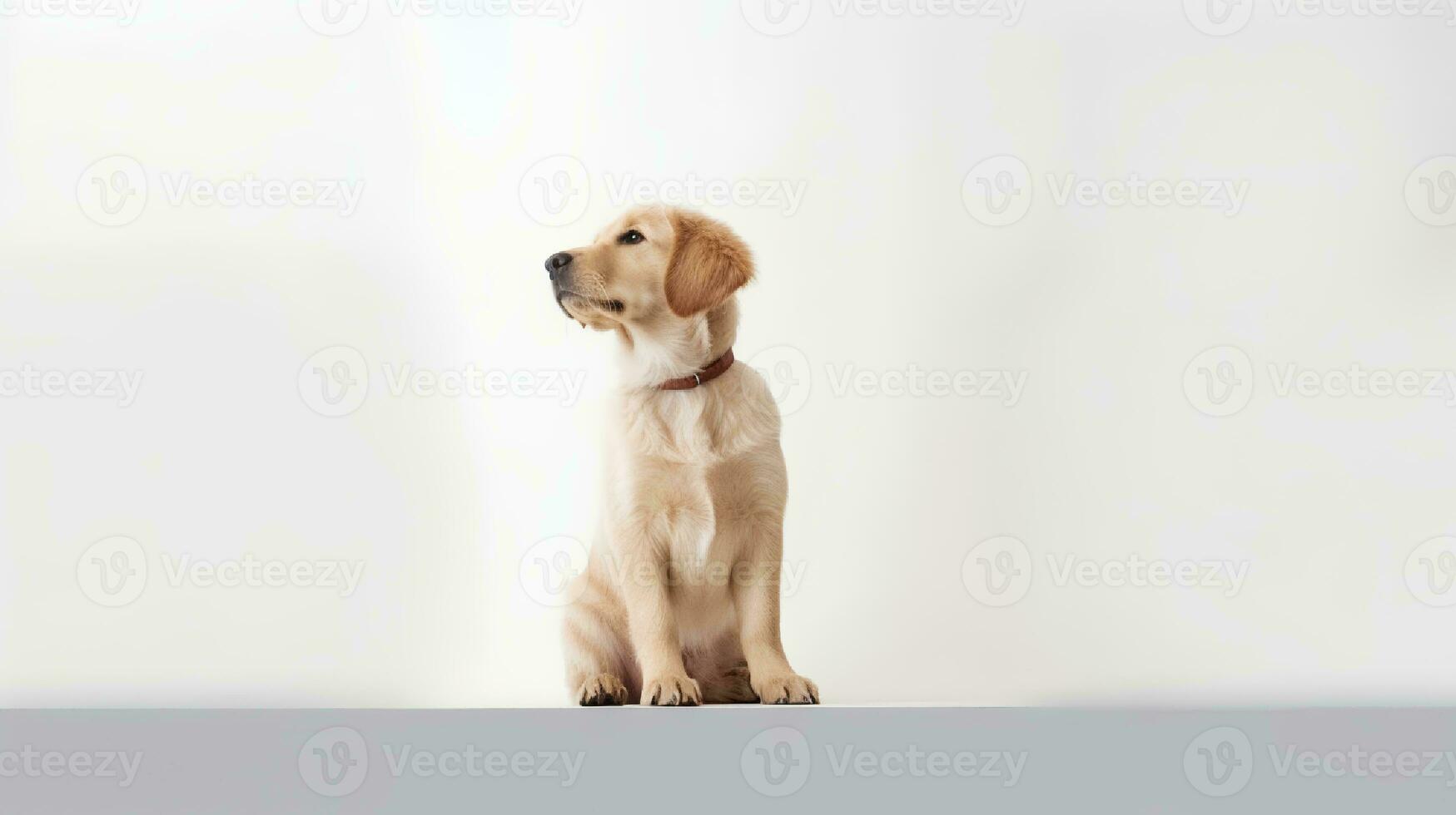 foto de un dorado perdiguero en blanco antecedentes. generativo ai