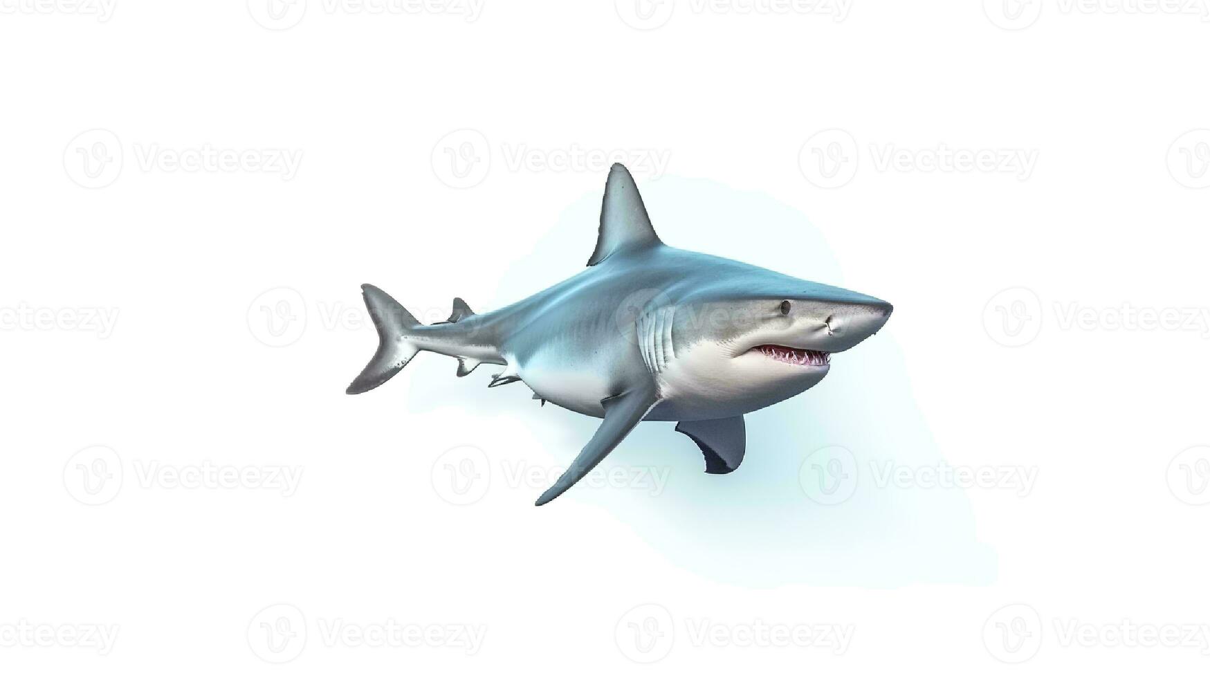 Photo of a shark on white background. Generative AI