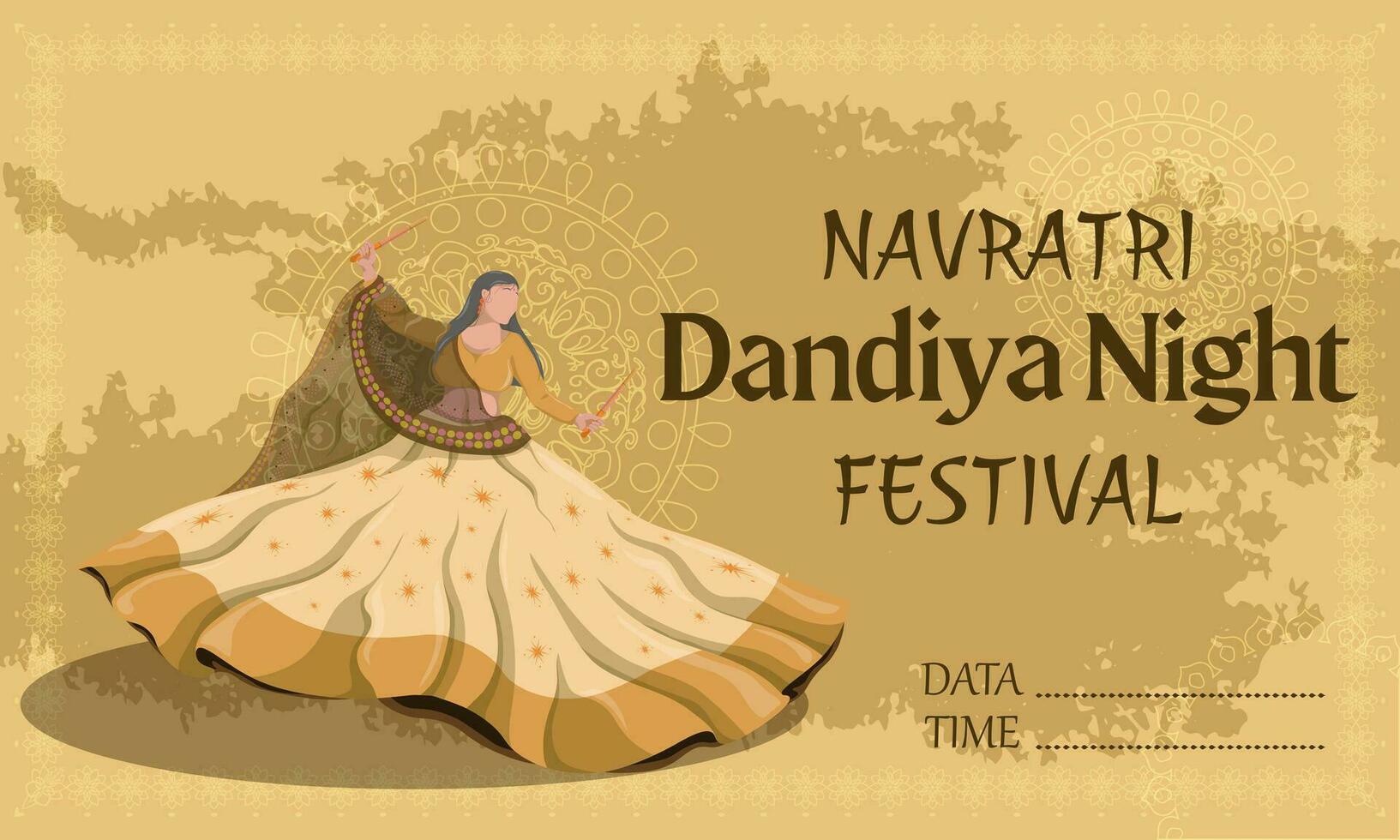 Illustrations for the Navratri festival. Girls dance national dances. Happy Durga Puja. Garba night. vector