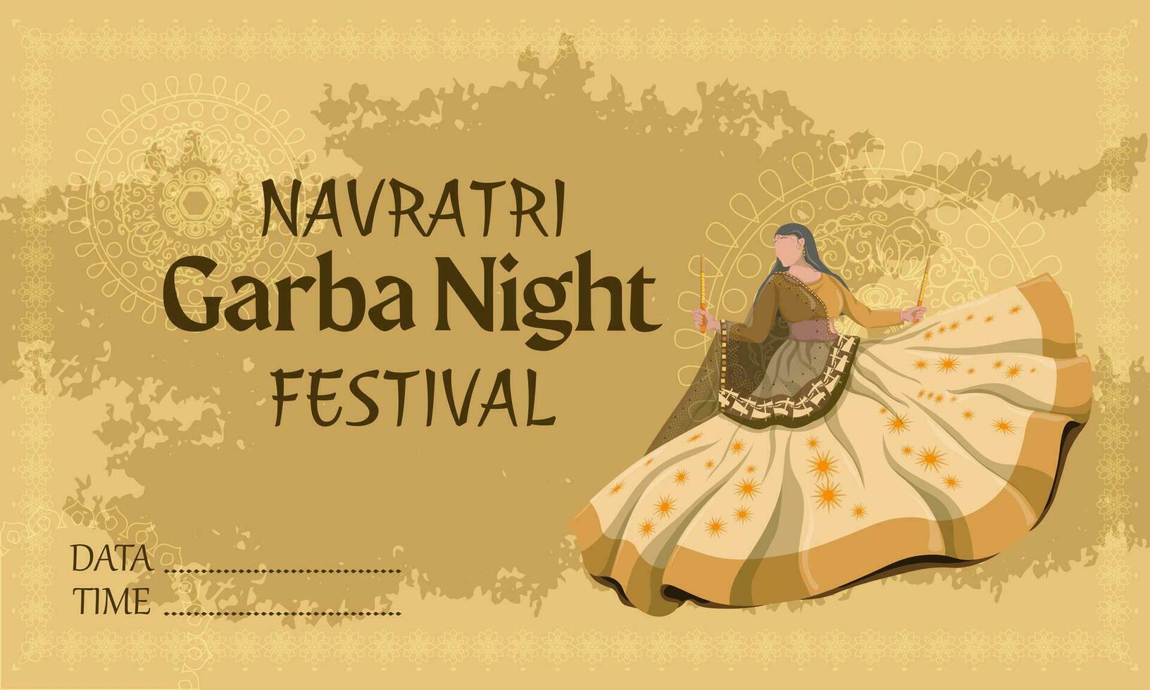 Illustrations for the Navratri festival. Girls dance national dances. Happy Durga Puja. Garba night. vector