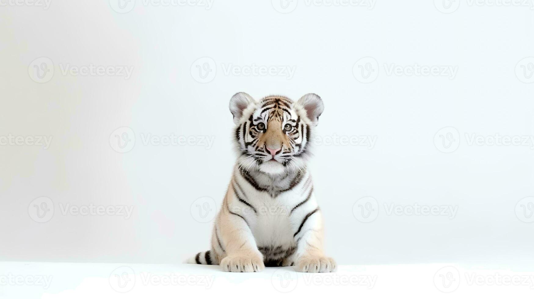 Photo of a tiger on white background. Generative AI