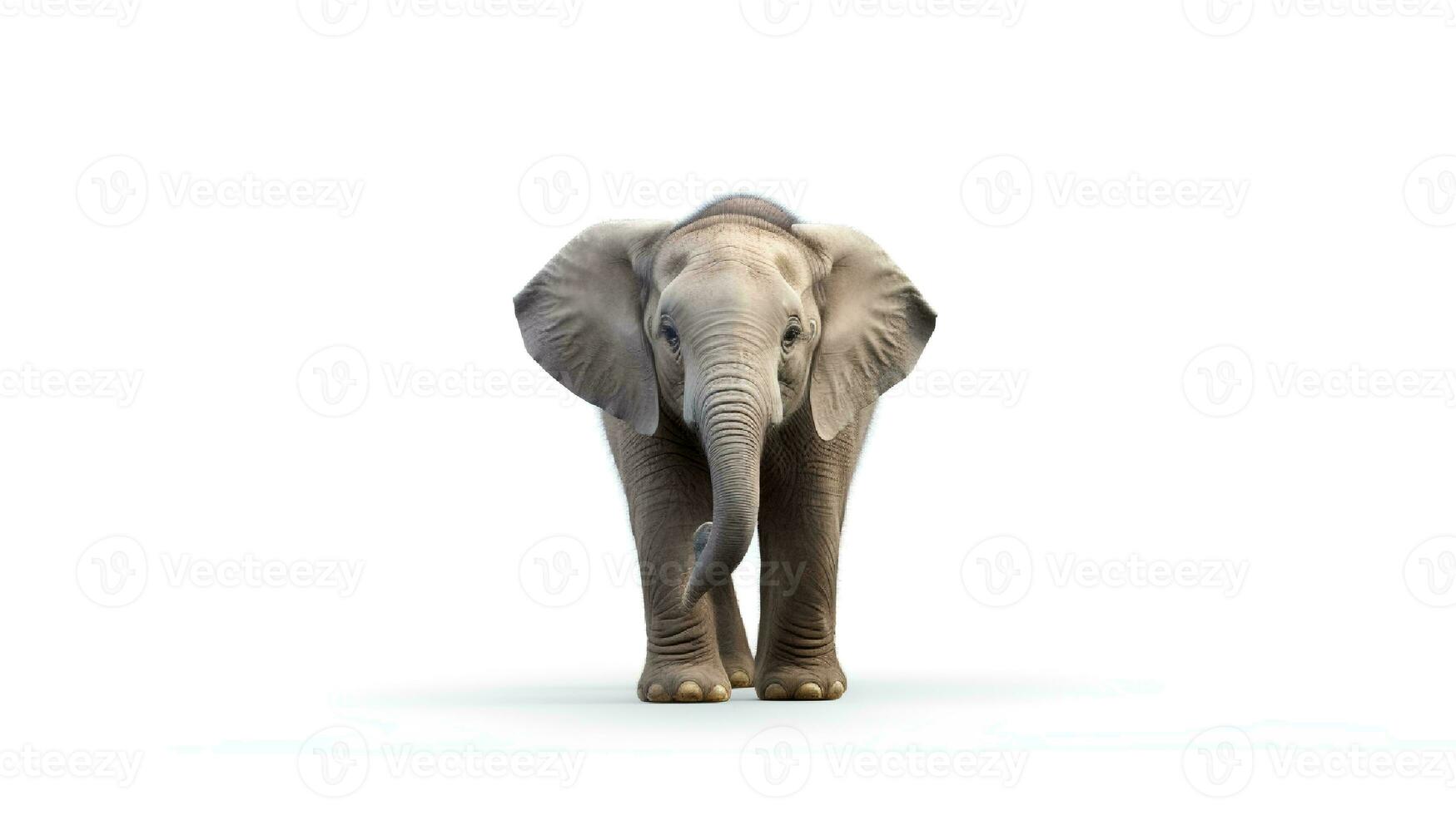 Photo of a elephant on white background. Generative AI