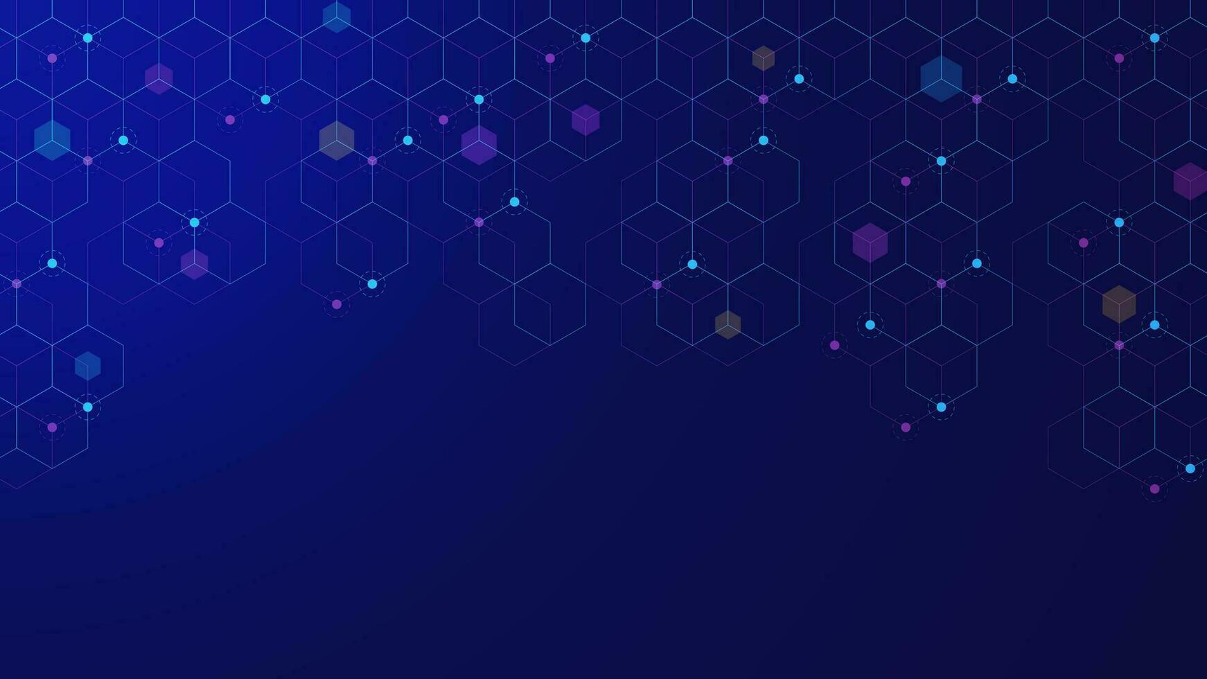 Abstract hexagons pattern with connecting points and lines. Big data visualization, medical innovation, science and technology background design concept. Vector illustration.