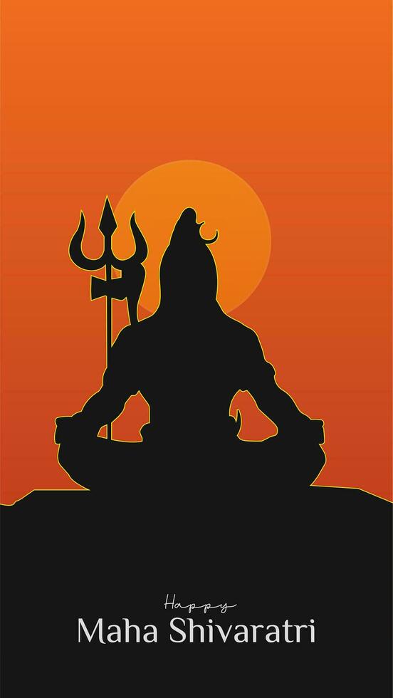 Maha Shivratri Illustration Of Lord Shiva Silhouette Design Social Media Post vector