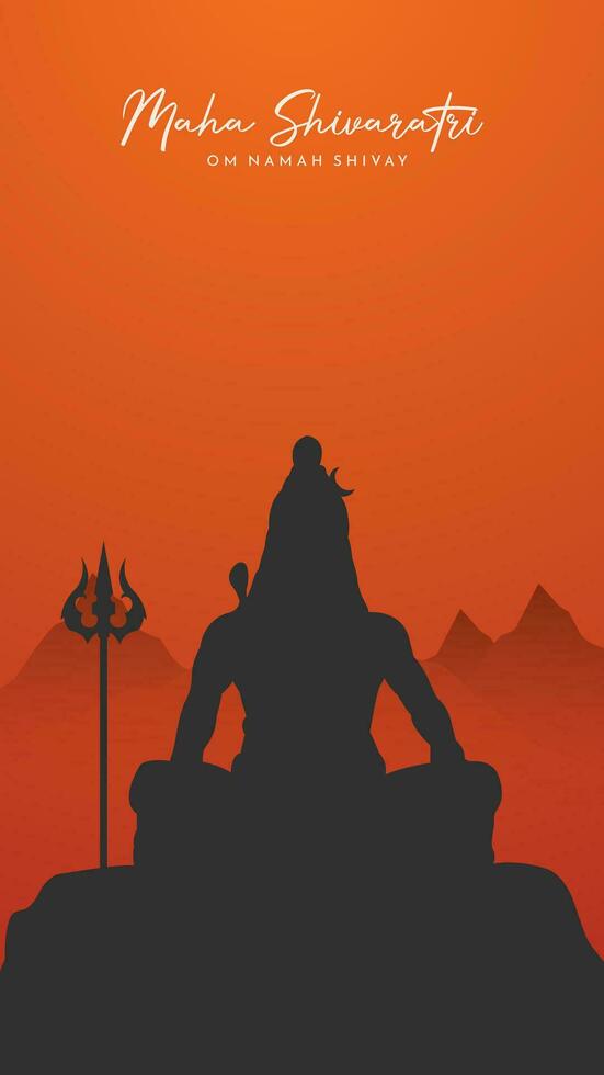 maha shivratri ilustración de señor shiva silueta diseño social medios de comunicación enviar vector