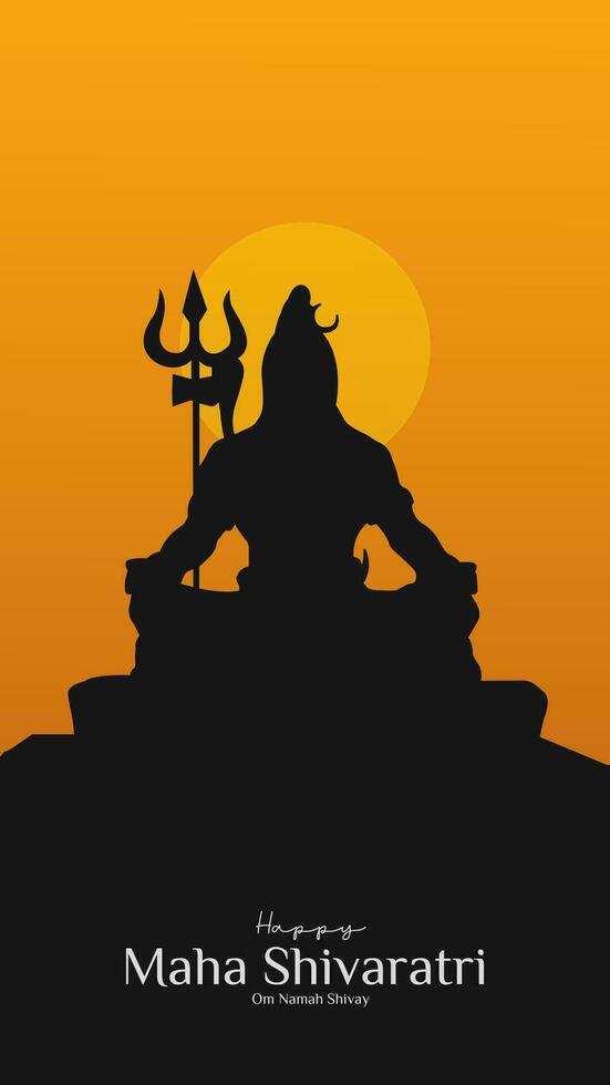 maha shivratri ilustración de señor shiva silueta diseño social medios de comunicación enviar vector