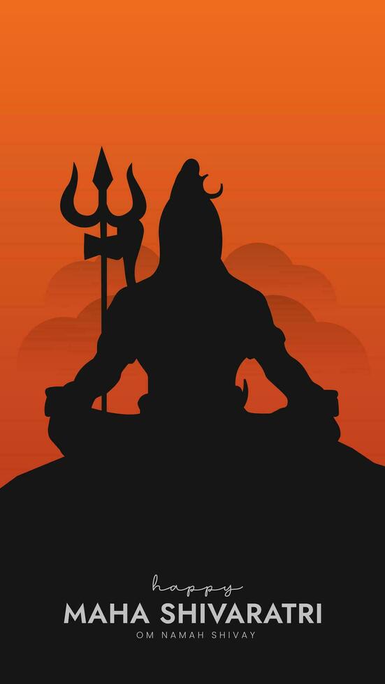 maha shivratri ilustración de señor shiva silueta diseño social medios de comunicación enviar vector