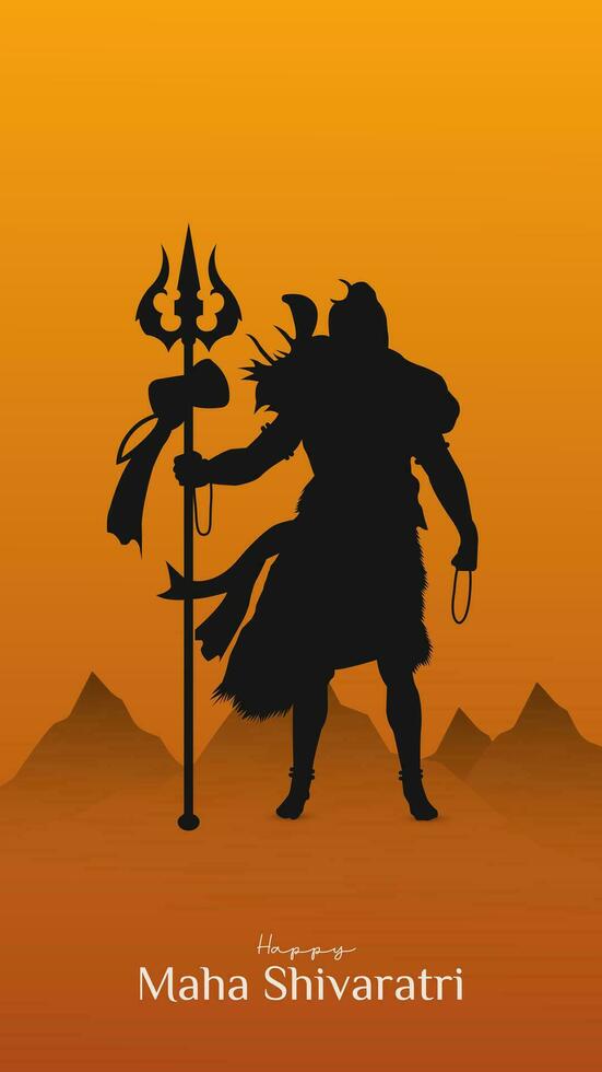 maha shivratri ilustración de señor shiva silueta diseño social medios de comunicación enviar vector