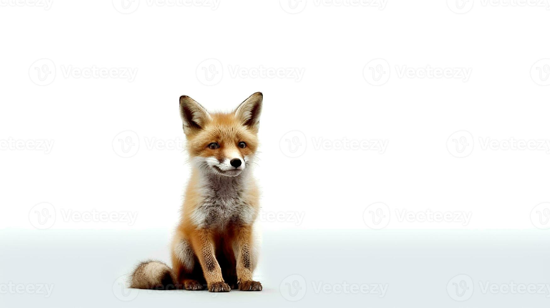 Photo of a fox on white background. Generative AI
