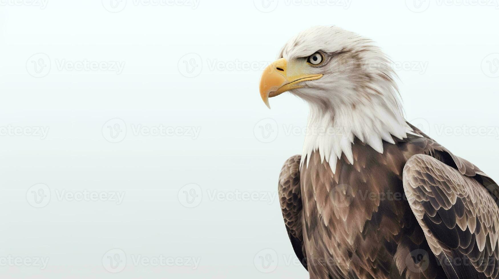 Photo of a Bald Eagle on white background. Generative AI