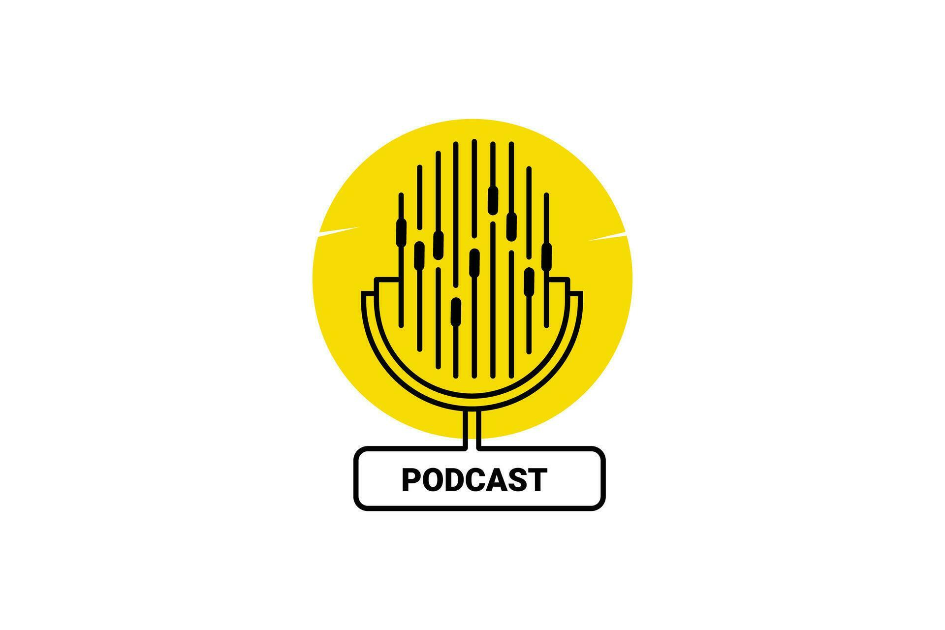Vector podcast microphone icon in flat style audio interview vector
