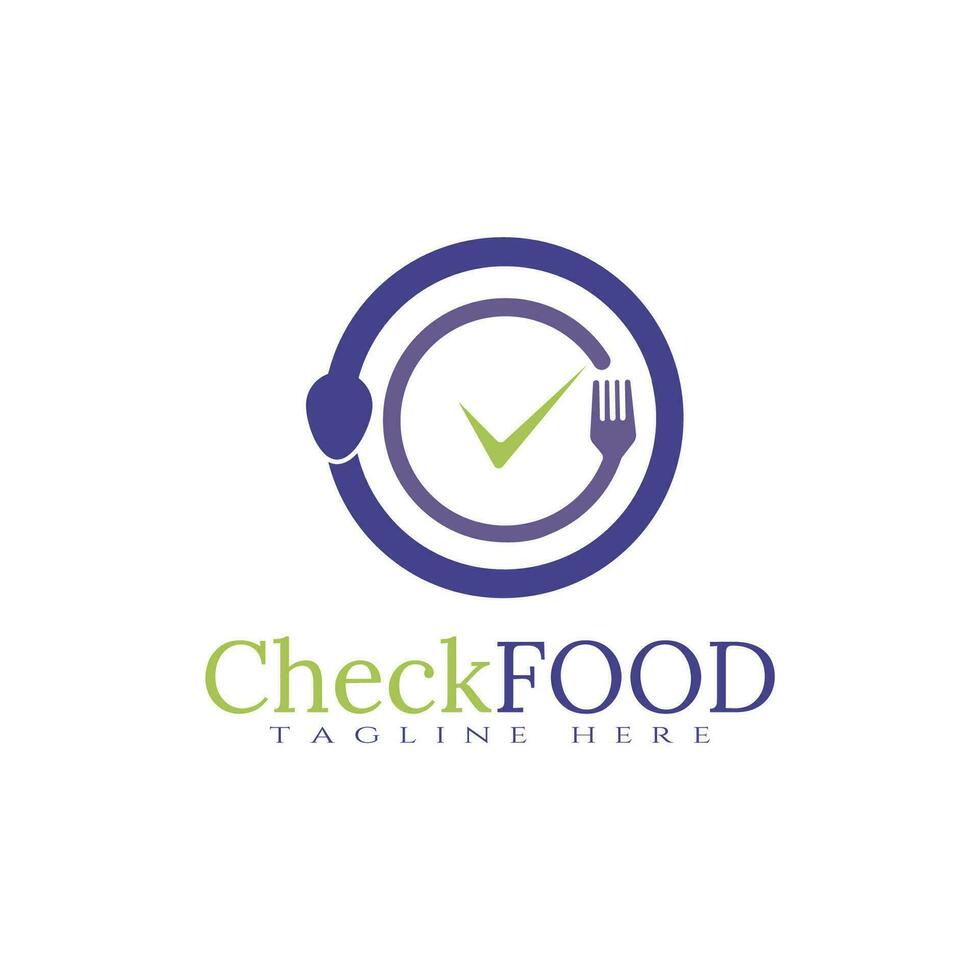 Food logo, food check icon concept -vector vector