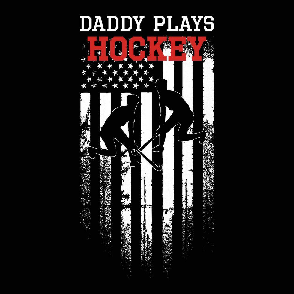 Hockey Papa American Flag Gift Father's Day T-Shirt Hockey Papa American Flag Gift Father's Day T-Shirt
