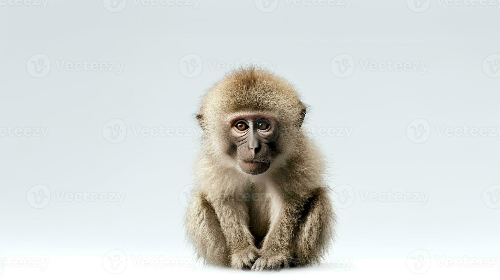 foto de un babuino en blanco antecedentes. generativo ai