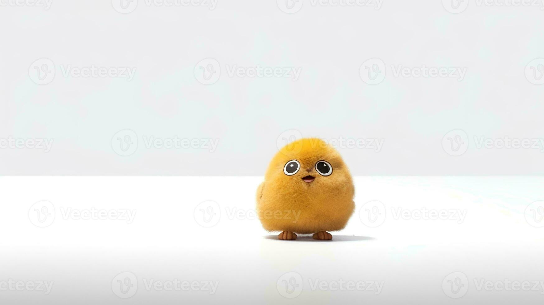 Photo of a cute little pet in yellow color on white background