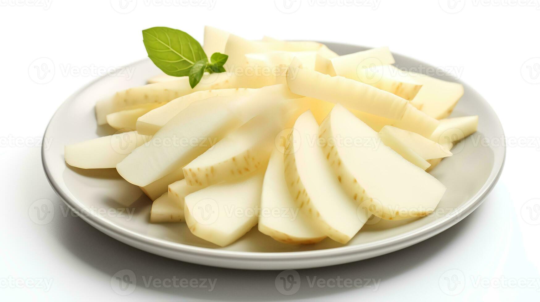 Photo of Jerusalem Artichoke slices isolated on white background