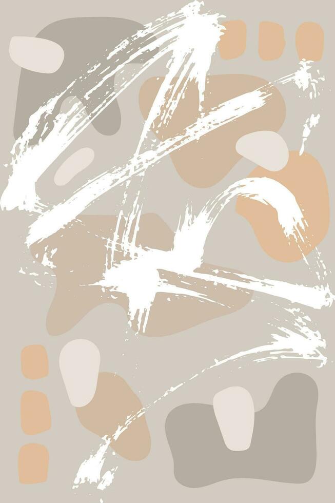 Grunge Dry Brush Abstract Contemporary Light Beige Pattern vector