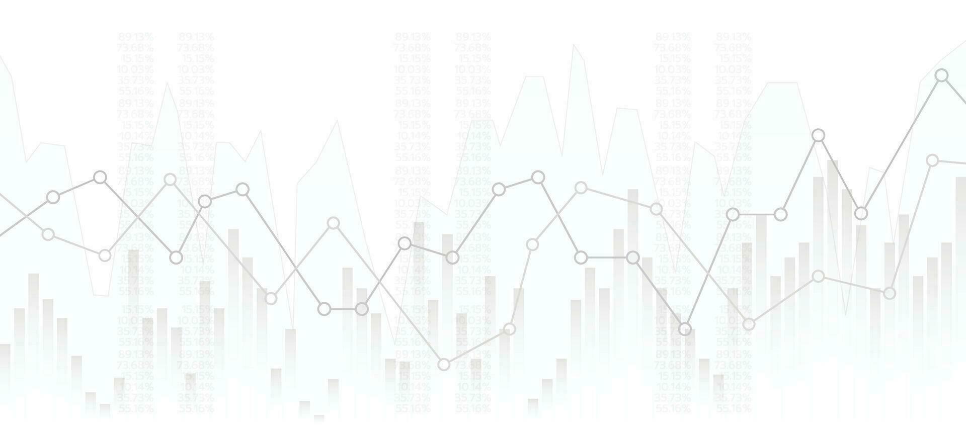 abstract financial chart sideways line graph and candlestick on white background vector