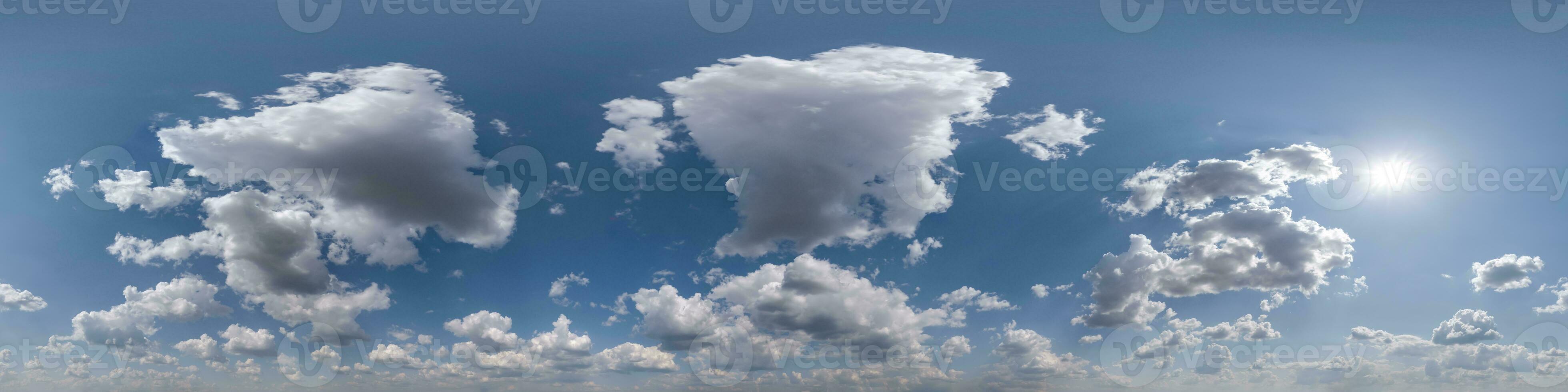 seamless cloudy blue sky hdri 360 panorama with zenith and beautiful clouds for use in 3d graphics as sky dome or edit drone shot photo