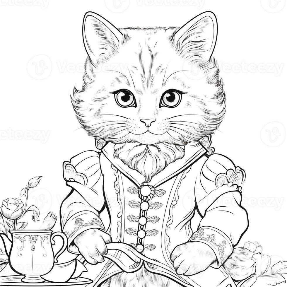 Fantasy Cats Coloring Pages photo