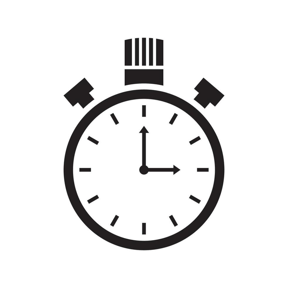 hora icono con un blanco fondo, reloj símbolo, cronógrafo firmar, vector ilustración elemento