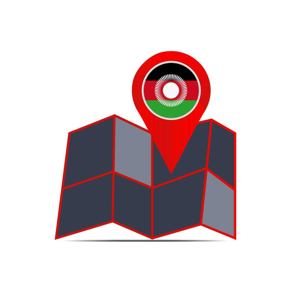 Maps of maps of Malawi are isolated with country flags vector