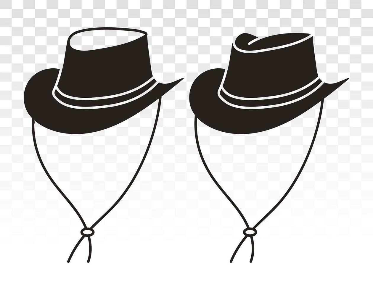 vaquero sombrero o piel de toro sombreros con Correa atado plano icono para aplicaciones y sitios web vector