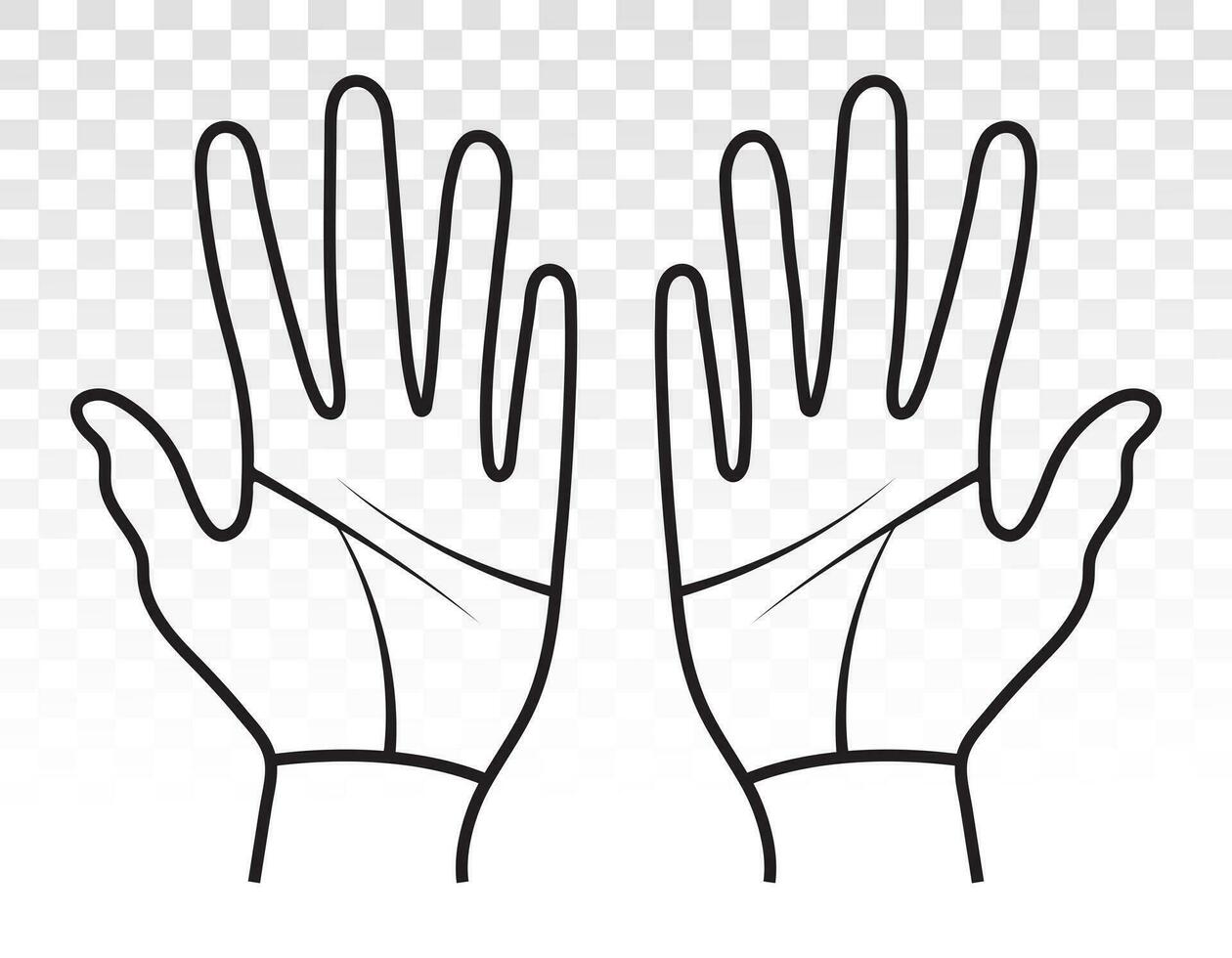 Palmist or palmistry with two human hands line art icon fo apps or websites vector